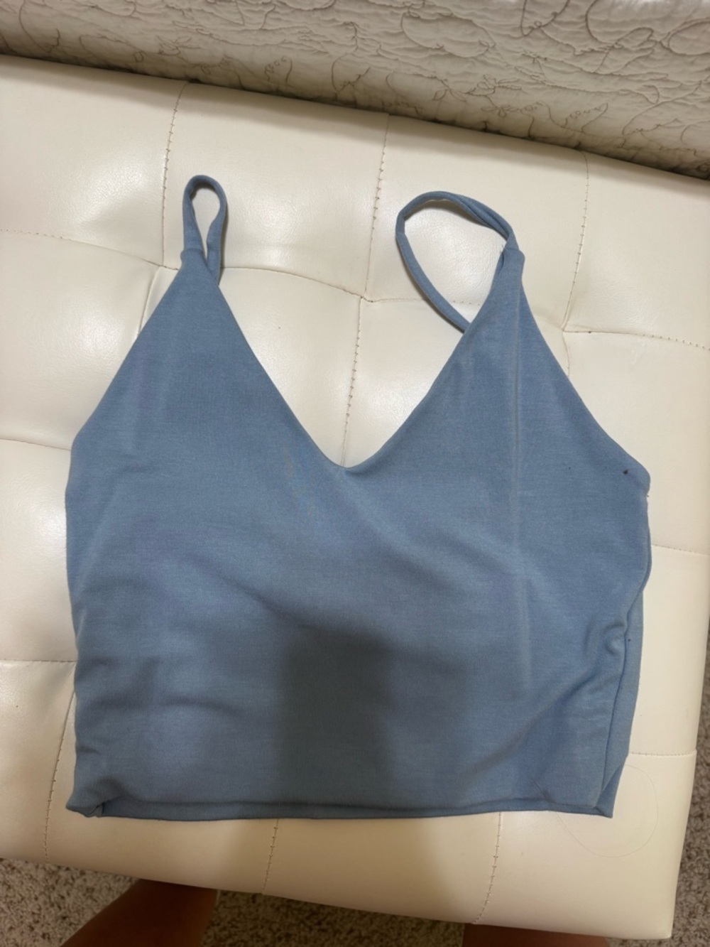 V-Neck Crop Tank Top in Dusty Blue